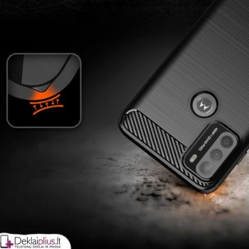 Carbon guminis dėklas - juodas (telefonui Motorola Moto G50)